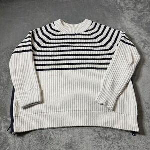 Kate Spade Heavy Knit Striped Sweater S Oversized Cotton‎ Side Zip